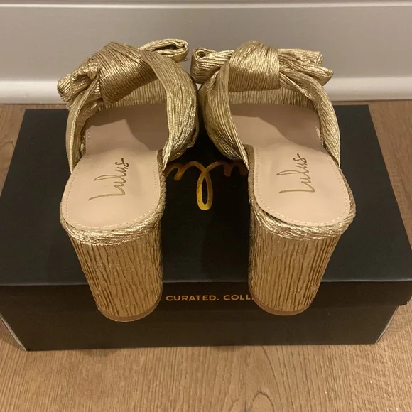 Lulu’s Dorothea Gold Knotted High Heel Sandals - Picture 4 of 6